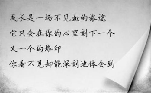 成长是一场不见血的旅途，它只会在你的心里刻下一个又一个烙印，你看不见却能深刻地体会到